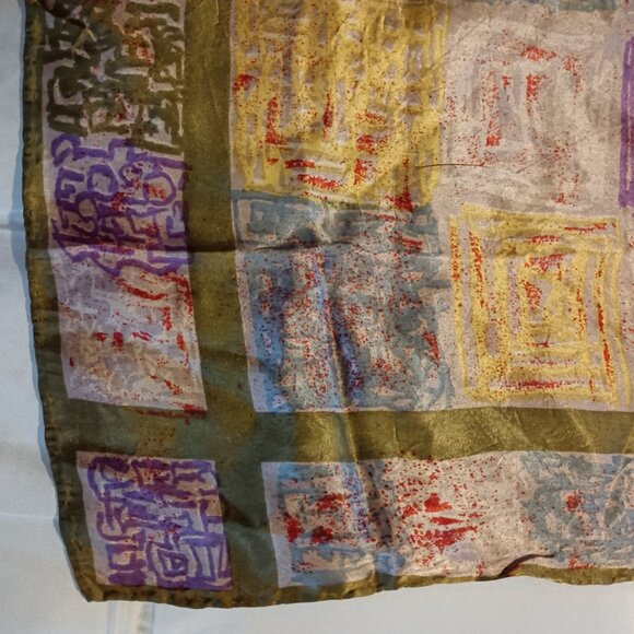 Vintage Scarf Water Repellant Hand Rolled Screen Printed Made in Italy 26x26 - Picture 3 of 8